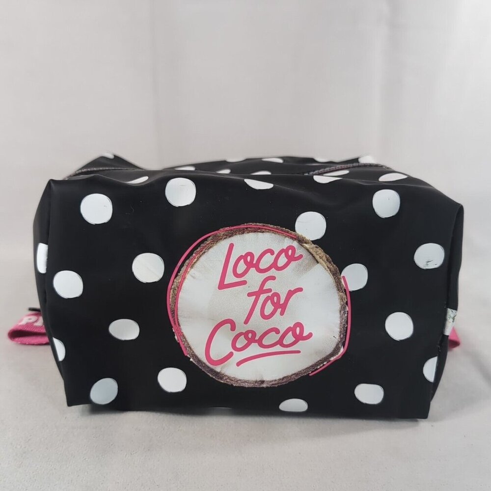 Victorias Secret PINK Loco for Coco Polka Dot Toiletry Cosmetic Bag Travel Black